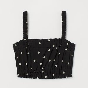 NWT H&M BLACK POLKA DOT CROP TOP